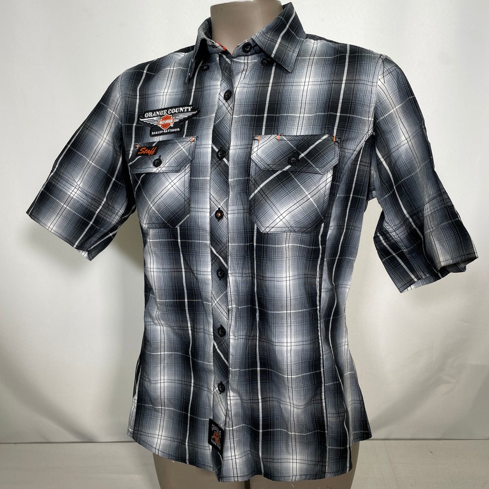 Harley-Davidson Orange County Staff Plaid Button-Down Work Shirt Women's SMALL